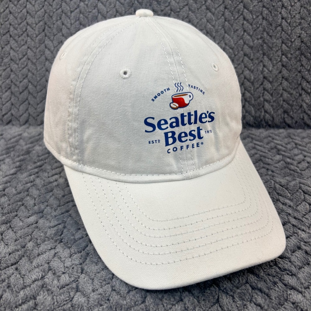 Seattle's Best‎ Coffee Logo Mens White Seattle's Best Hat Adjustable Cotton OSFM